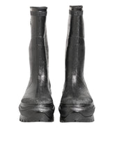 Dolce & Gabbana Metallic Gray Pull On Rain Boots Shoes